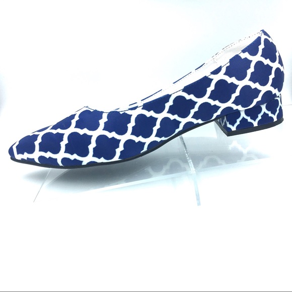 LAST PAIR Indie Designer Satin Print Flats Navy - Picture 4 of 8